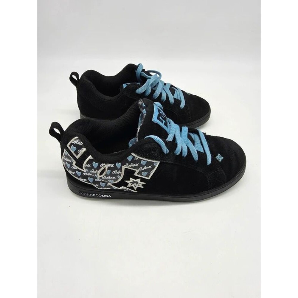 DC Shoes Court Graffik SE Womens 7.5 Black Suede Blue Hearts Y2K Chunky Skate 07 - Picture 8 of 8